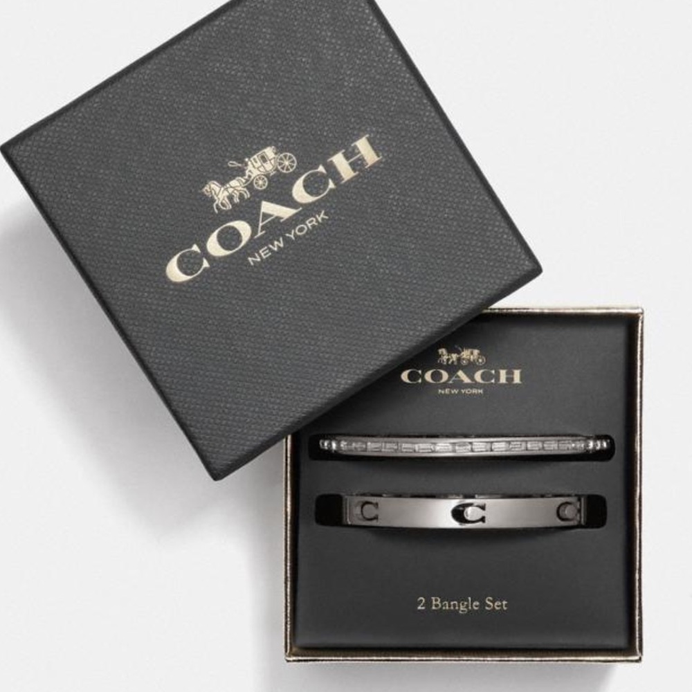 BOXED Coach Signature Silver Bangles - Picture 2 of 8
